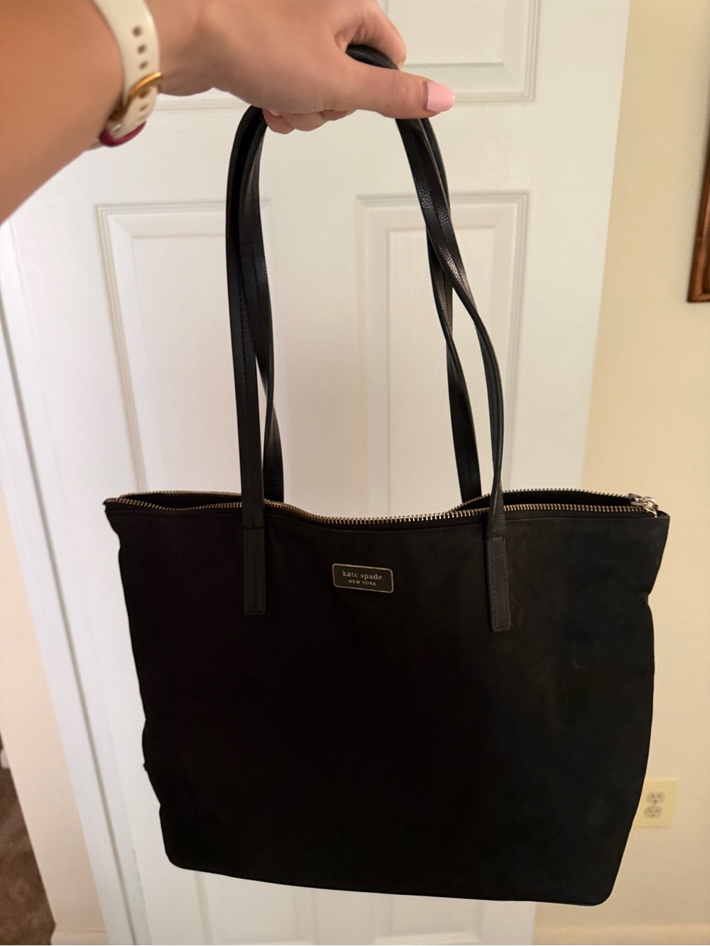 kate spade Black Nylon Tote with Leather Straps
